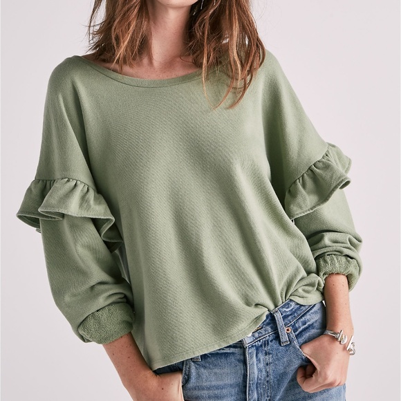 Lucky Brand Tops - LUCKY BRAND Ruffle Sleeve Oversized Sweatshirt